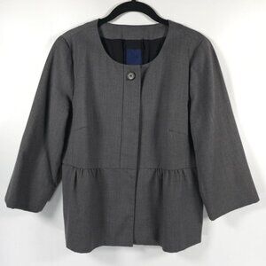 J. CREW SUITING 100% WOOL Hidden Button Jacket Peplum Blazer Coquette Size 12